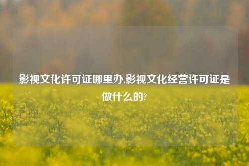 影视文化许可证哪里办,影视文化经营许可证是做什么的?