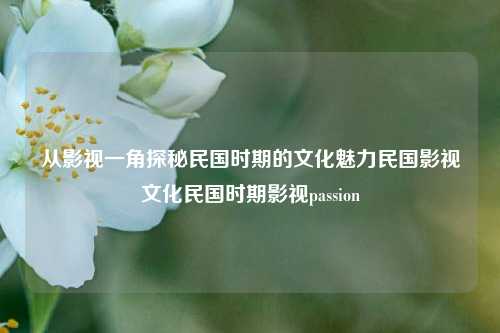 从影视一角探秘民国时期的文化魅力民国影视文化民国时期影视passion