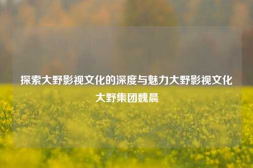 探索大野影视文化的深度与魅力大野影视文化大野集团魏晨