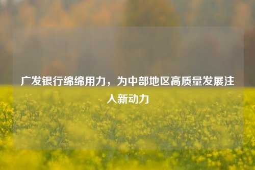 广发银行绵绵用力，为中部地区高质量发展注入新动力